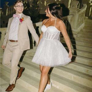 Rosie Etienne White Glitter Mini Dress